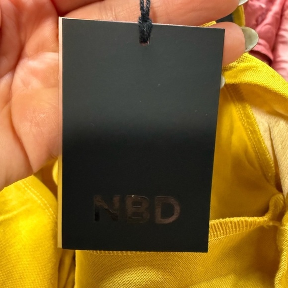 NBD Ciara One Shoulder Diamond Mini Dress | Size XS NWT Saffron Yellow - Picture 16 of 16